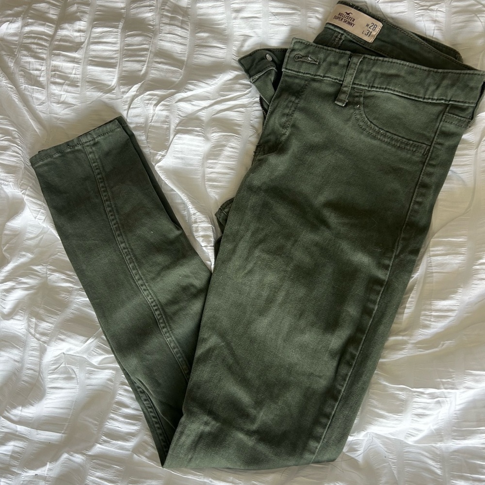 Hollister Super Skinny Army Green Jeans